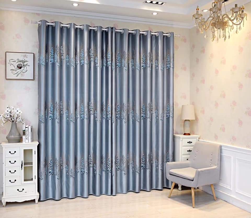 Rèm vải ngọc trai xám